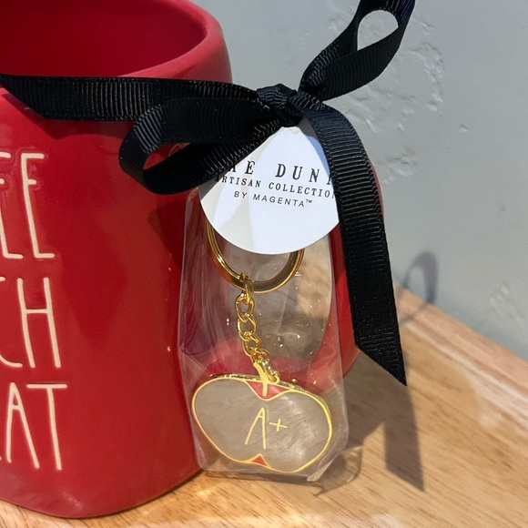 NWTS Rae Dunn Red “COFFEE TEACH REPEAT” Ceramic Mug. Includes Teacher Keychain. - Picture 4 of 7